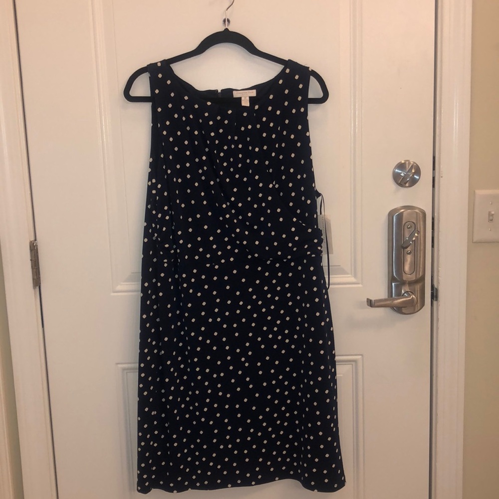 Navy Polka Dotted Dress